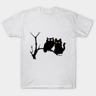 a cat and an owl T-Shirt